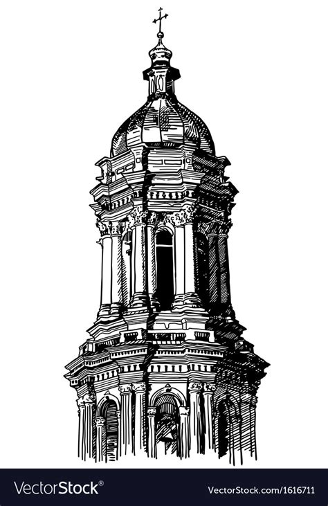 Digital Drawing Of Historical Building Royalty Free Vector