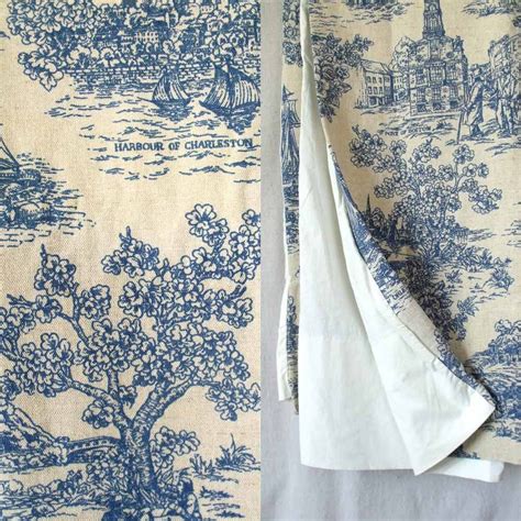 Vintage 70s Toile Curtains Drapery Panels French Country