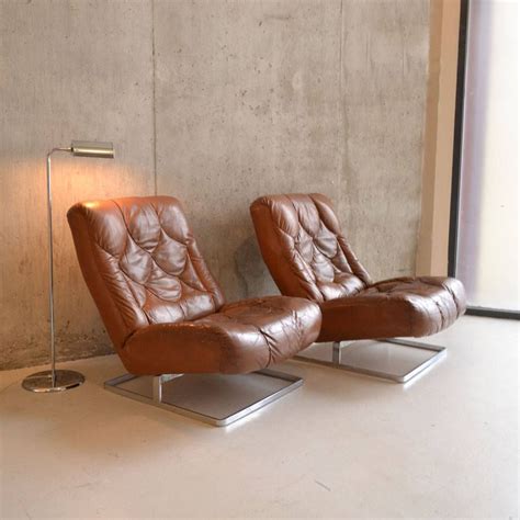 2xhome brown modern mid century modern contemporary mid back ribbed pu leather swivel tilt adjustable chair executive manager office conference room work task computer ribbed desk chrome wheels arms. mid century leather chairs possibly by percival lafer by ...