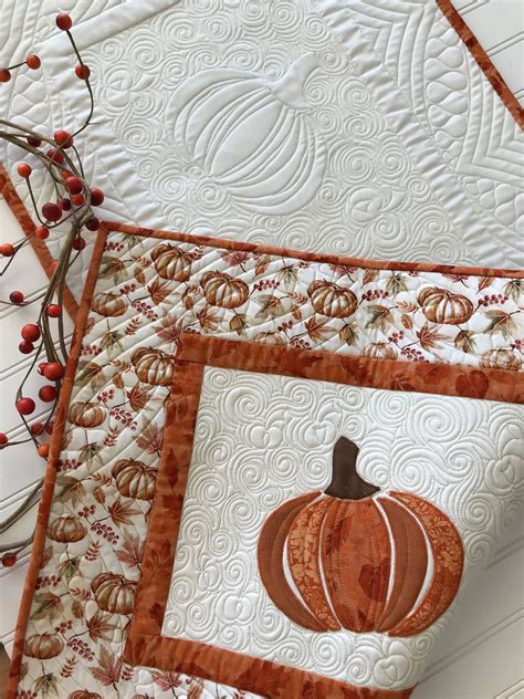 Quilted Table Runner Pumpkin Appliques Fall Autumn Home Table Etsy