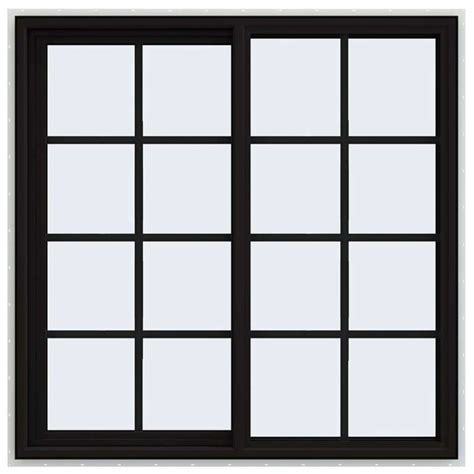 48x48 Black Color Vinyl Pvc Sliding Window With Colonial Grids Grilles