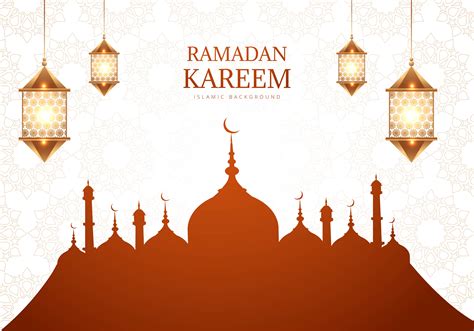 Ramadan Kareem Greeting With Brown Mosque Silhouette 1053667 Vector Art