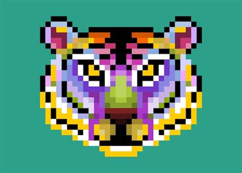 Premium Vector Colorful Cute Pixel Tiger Isolated