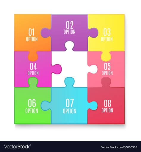 Jigsaw Puzzle Poster With 8 Connected Colorful Vector Image