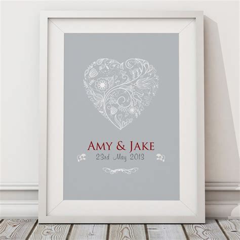 Personalised Wedding Heart Print Canvas
