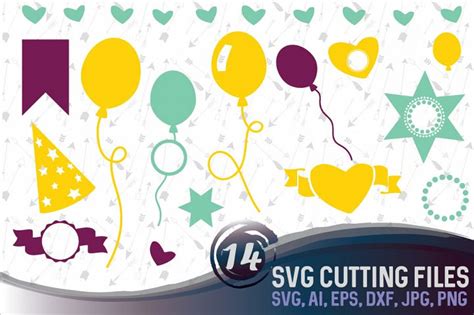 14 Party Vector Designs And Monograms Cutting Files Svg Dxf 