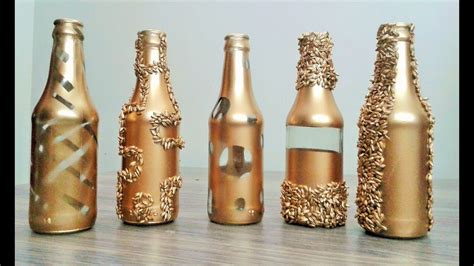 How To Decorate Glass Bottles Diy Bottles Craft Youtube