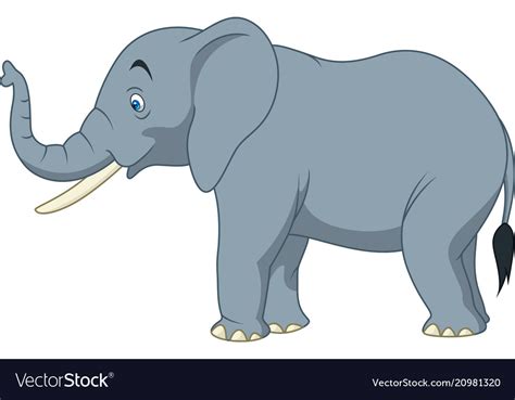 Cartoon Elephant Isolated On White Background Vector Image