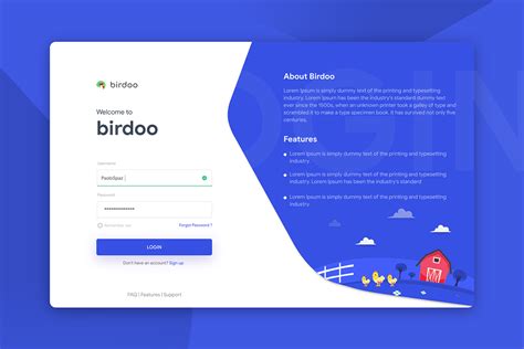 Birdoo Desktop Login On Behance Login Design Web App Design Login