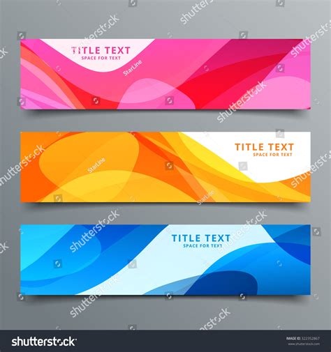 Set Wave Style Colorful Header Design Stock Vector Royalty Free