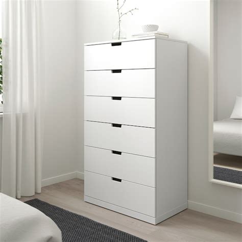 NORDLI Kommode, 6 skuffer - hvit - IKEA