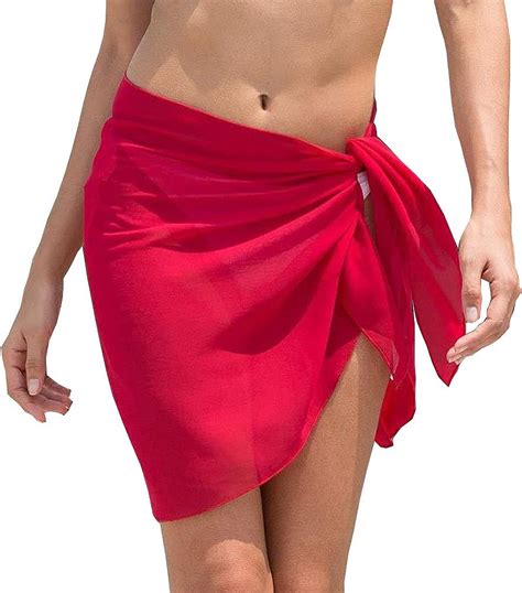 Varioushk Womens Beach Short Sarong Beach Wrap Sheer Beach Cover Up Sarong Skirt Dress Bikini