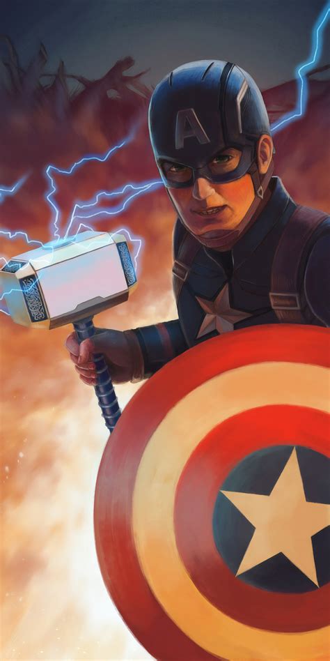 1080x2160 Captain America Mjolnir Art One Plus 5thonor 7xhonor View