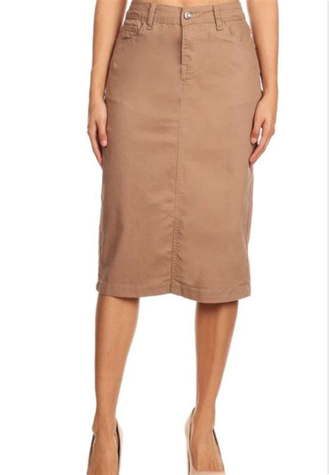 Twill Pencil Skirt In Khaki Denim Skirt Fashion Khaki Pencil Skirt