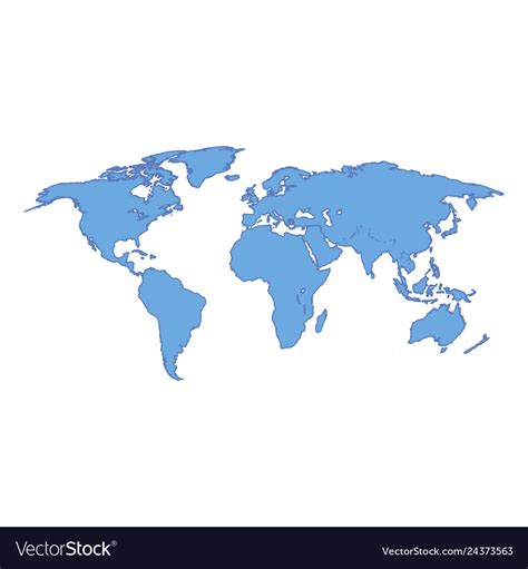 World Map Blue Colored On A White Background Vector Image