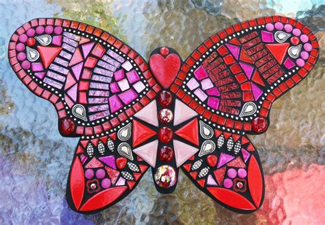 Mosaic Butterfly Custom Order This One Is Shades Of Reds And Etsy