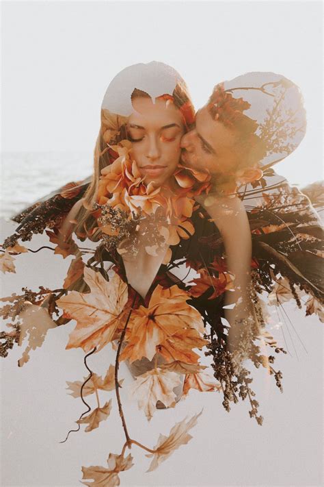 Couples Engagement Double Exposure Photoshoot Floral Photoshoot