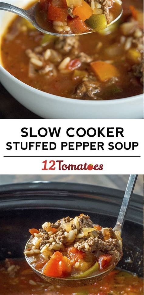 These 8 slow cooker soup recipes are all so healthy and delicious! Stuffed Pepper Soup | Recipe | Slow cooker stuffed peppers ...