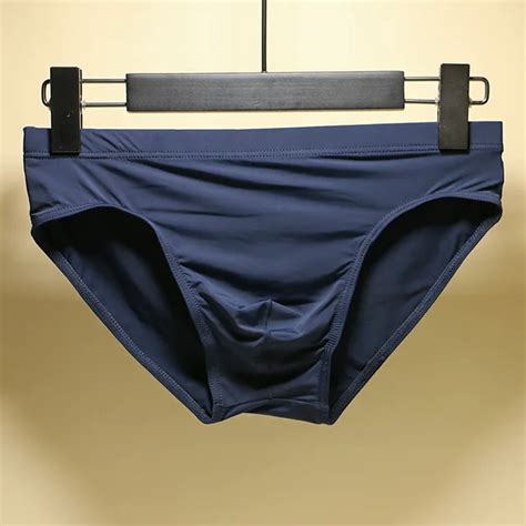 New Mens Ice Silk Panties E A Trace Of Ultra Thin Silky Breathable Translucent Low Waist Briefs