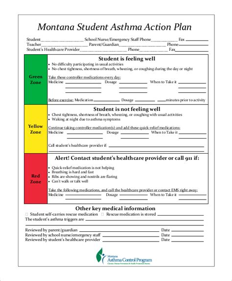 printable asthma action plan pdf