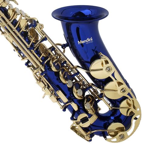 Mendini Blue Lacquer Brass Eb Alto Saxophone Sax W Tunercasecarekit