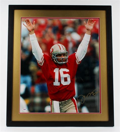 Joe Montana Signed 49ers 26x30 Custom Framed Photo Display Psa Coa
