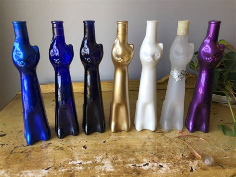 Collectable Coloured Cat Shaped Wine Bottles Etsy