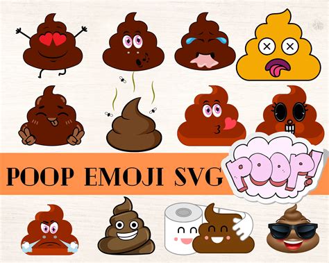 Poop Emoji Svg Bundle Face Emoji Svg Poop Face Emoji Svg Funny Emoji
