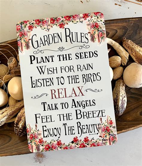 Dyenamic Art Garden Rules Sign Garden Decor 8×12 Indooroutdoor
