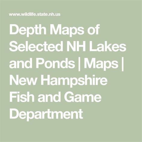 Depth Maps Of Selected Nh Lakes And Ponds Maps New Hampshire Fish
