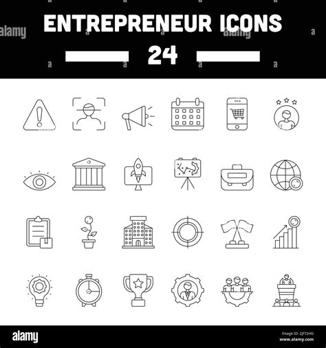 Black Line Art Entrepreneur Icon Set Or Symbol Stock Vector Image And Art