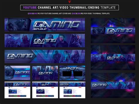 Esports Gaming Republic Youtube Channel Art Photoshop Template