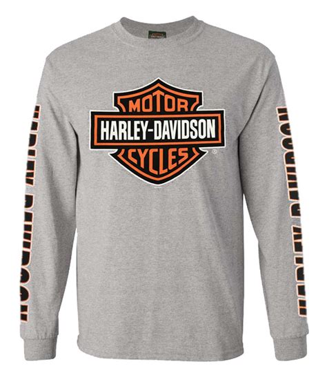 Harley Davidson Men S Bar Shield Long Sleeve Crew Neck Shirt Gray