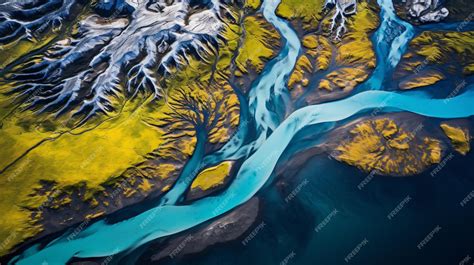 Premium Ai Image Aerial View Of Glacier River System In Iceland