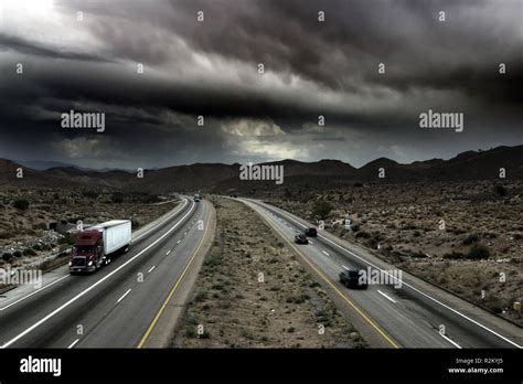 Highway 15 At Mountain Pass Stock Photo Alamy