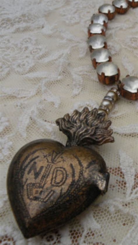 Ex Voto Close To My Heart Fire Heart Assemblage Jewelry