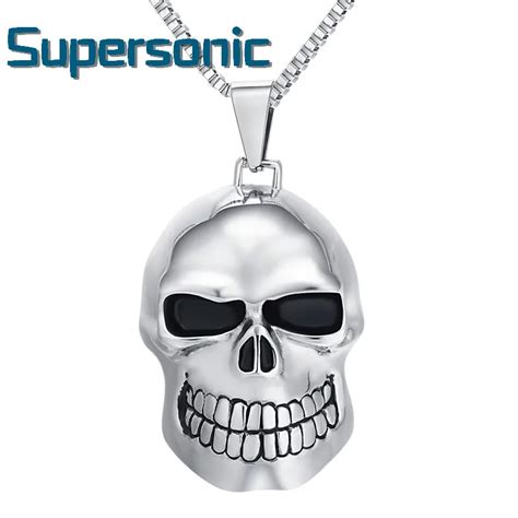 Hiphop Style Big Skull Head Pendant Necklace 316l Stainless Steel Punk