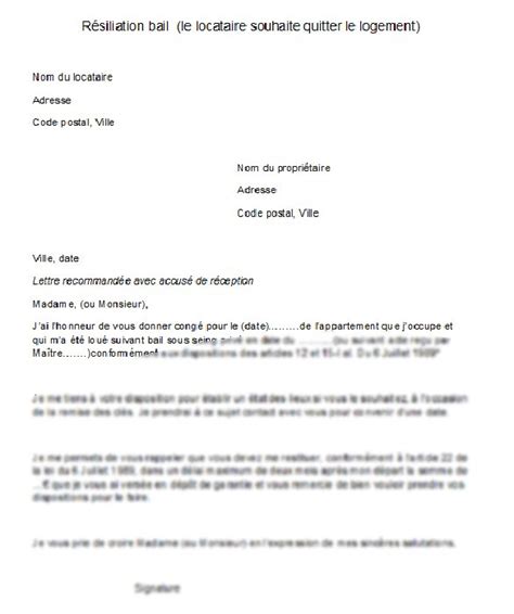 Resiliation Bail Par Le Proprietaire Lettre Type Modele De Lettre Type
