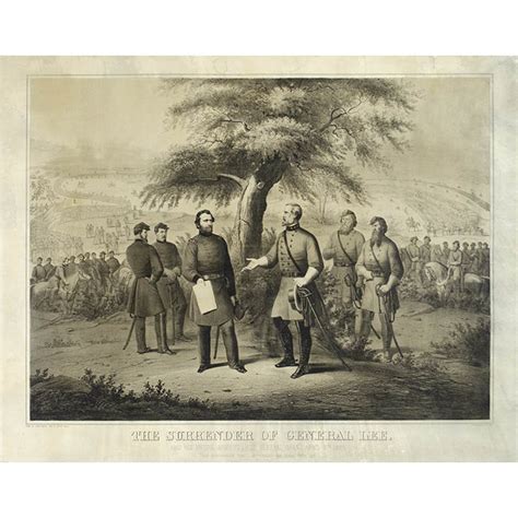 History Military Civil War Surrender Of General Lee Antique Print