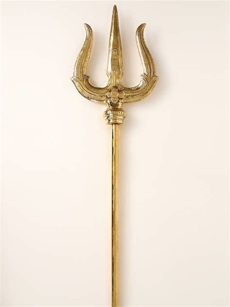 Large Size Lord Shivas Trident In Brass Exotic India Art