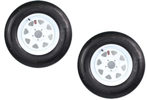 Buy 2 Pk Radial Trailer Tire On White Rim St22575r15 Lrd 5 Lug On 45