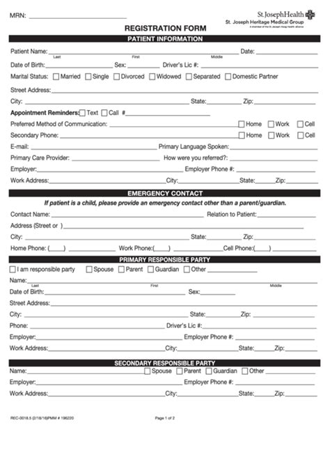 New Patient Registration Form Printable Pdf Download