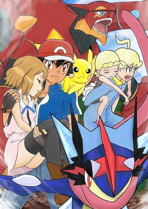 Ash And Pikachu With Their Kalos Friends Amourshipping ♡ Kudos To Whoever Made This Fan Art