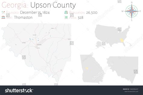 Large And Detailed Map Of Upson County In Royalty Free Stock Vector