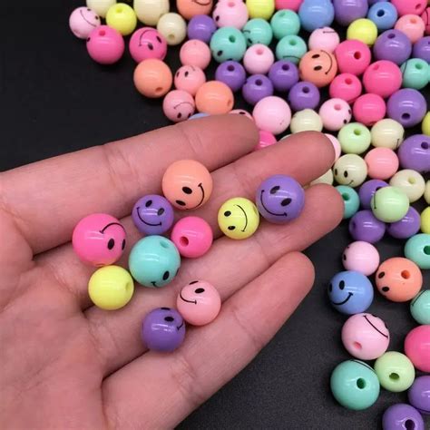 1012mm Smiley Face Acrylic Bead Diy Handmade Beads Circular Jewelry
