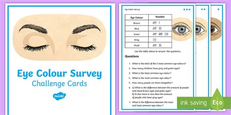 Eye Color Tally Frequency Maths Challenge Cards Twinkl