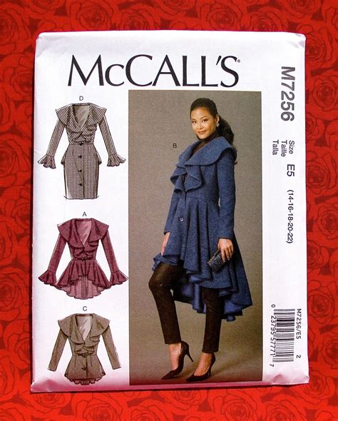 Mccalls Sewing Pattern M7256 Coat Peplum Ruffles Hi Lo