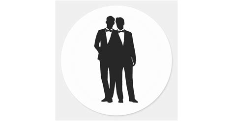 2 Grooms Silhouette Gay Couple Wedding Stickers