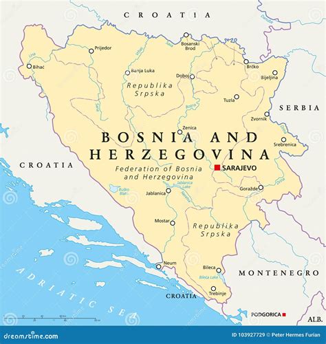 Carte Politique De La Bosnie Herzégovine Illustration De Vecteur