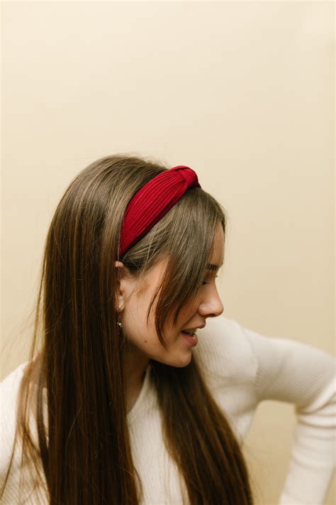 Red Ribbed Women Headband Women Headband Hair Accessories Etsy